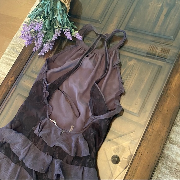 Rebecca Taylor Silk Eggplant Lace Ruffled Dress - Picture 13 of 15